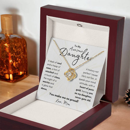 To My Awesome Daughter From Mom | Love Knot Necklace Gift | The Perfect Present to Say "You Make Me So Proud!"