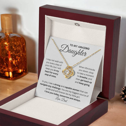To My Amazing Daughter From Dad | Love Knot Necklace With a Message Gift |  A Perfect Present to Say "I Love You Always"