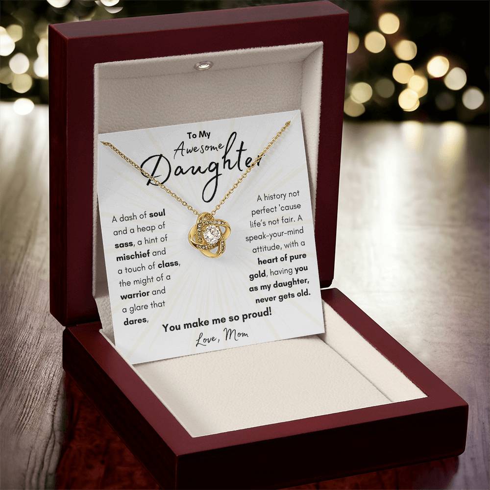 To My Awesome Daughter From Mom | Love Knot Necklace Gift | The Perfect Present to Say "You Make Me So Proud!"