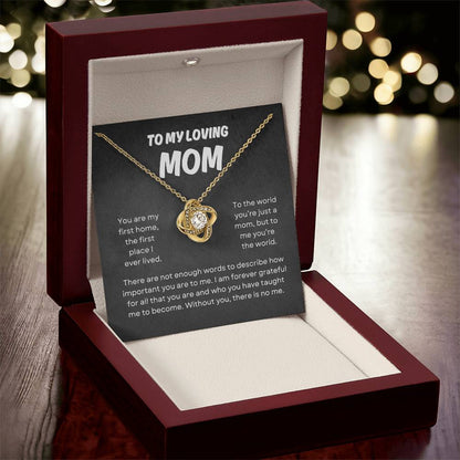 To My Loving Mom | Love Knot Necklace Gift | The Perfect Present to Say "You Mean the World to Me"