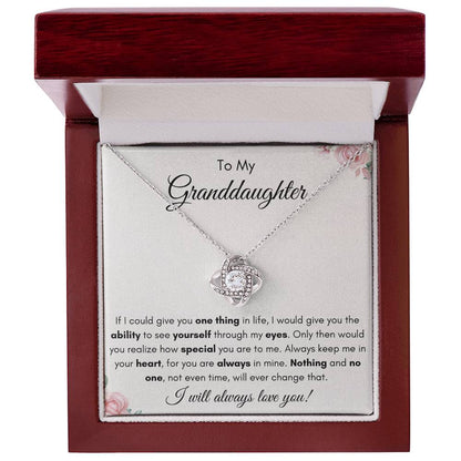 To My Granddaughter | Love Knot Necklace Gift |The Perfect Present to say "Keep Me In Your Heart"