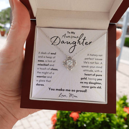 To My Awesome Daughter From Mom | Love Knot Necklace Gift | The Perfect Present to Say "You Make Me So Proud!"