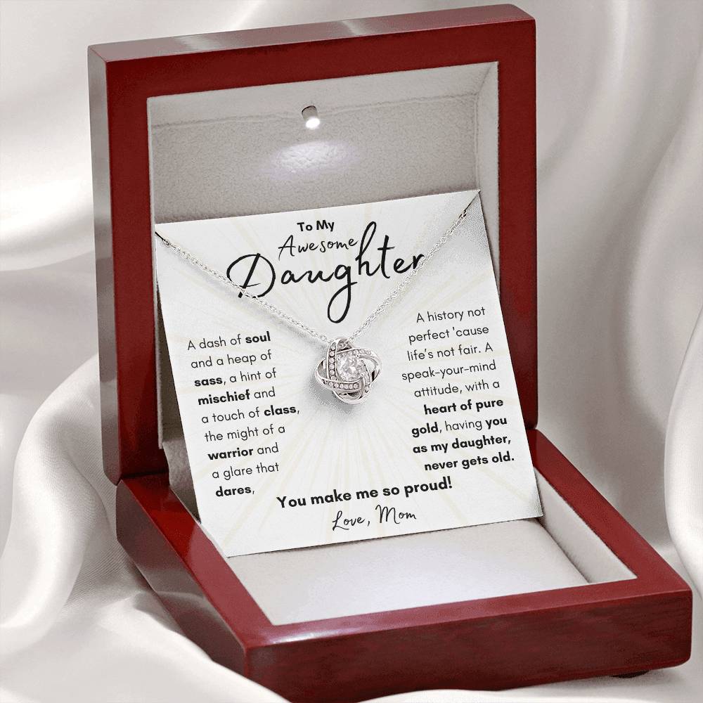 To My Awesome Daughter From Mom | Love Knot Necklace Gift | The Perfect Present to Say "You Make Me So Proud!"