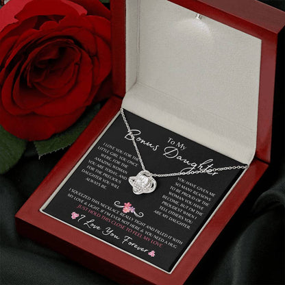 To My Bonus Daughter | Love Knot Necklace Gift | The Perfect Present to Say "I'm Proud to Call You My Daughter"