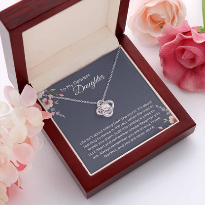 To My Daughter | Love Knot Necklace Gift | The Perfect Present With Special Message: "Dance in the Rain"