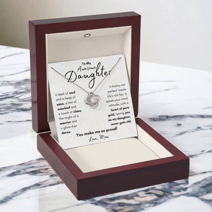To My Awesome Daughter From Mom | Love Knot Necklace Gift | The Perfect Present to Say "You Make Me So Proud!"