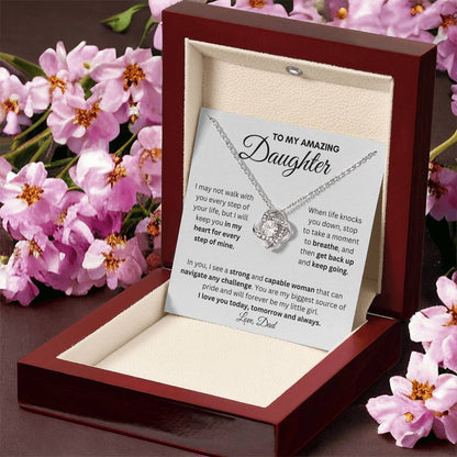 To My Amazing Daughter From Dad | Love Knot Necklace With a Message Gift |  A Perfect Present to Say "I Love You Always"