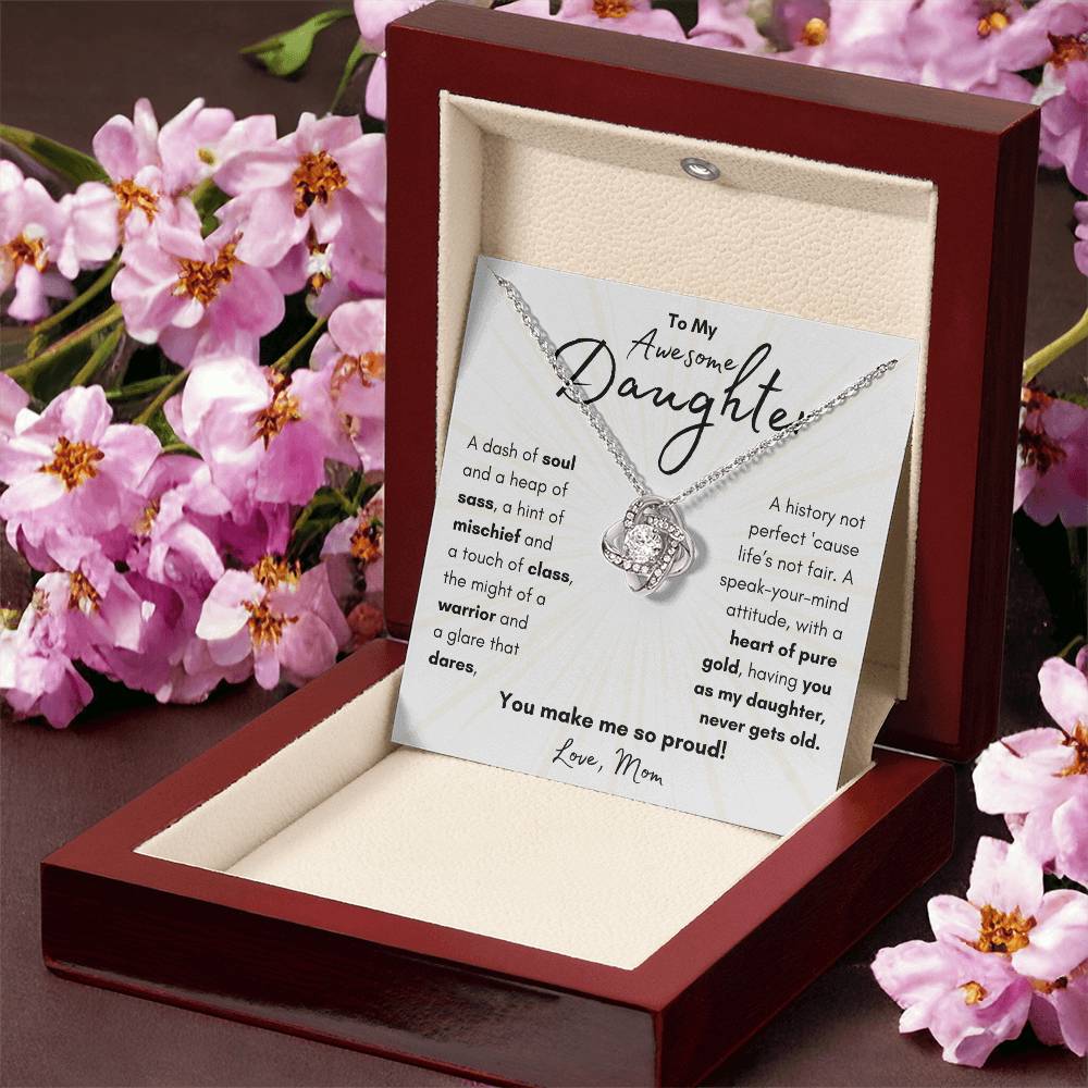 To My Awesome Daughter From Mom | Love Knot Necklace Gift | The Perfect Present to Say "You Make Me So Proud!"