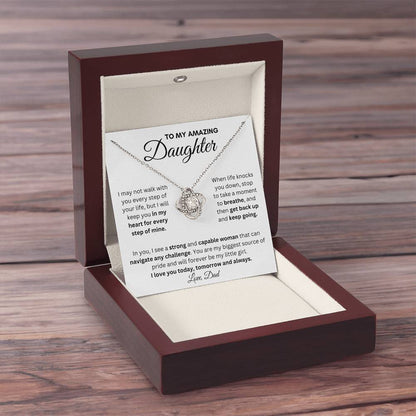 To My Amazing Daughter From Dad | Love Knot Necklace With a Message Gift |  A Perfect Present to Say "I Love You Always"