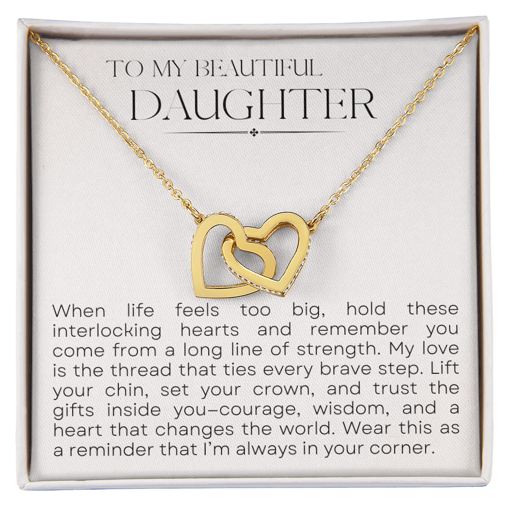 Pendant and message card detail, meaningful gift for daughter