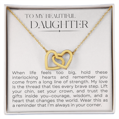 Pendant and message card detail, meaningful gift for daughter