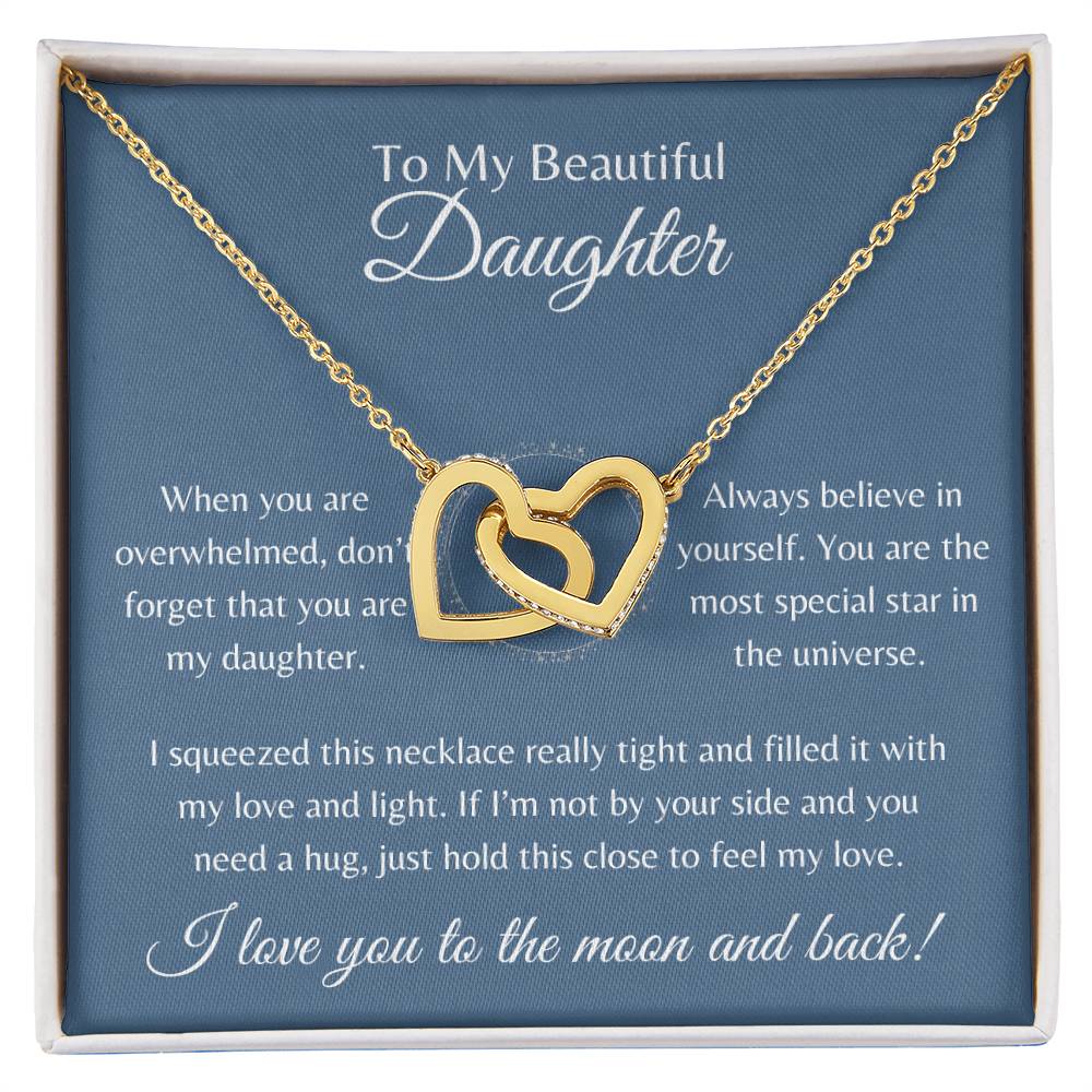 To My Beautiful Daughter | Interlocking Hearts Necklace Gift | The Perfect Present to Say "Always Believe In Yourself"