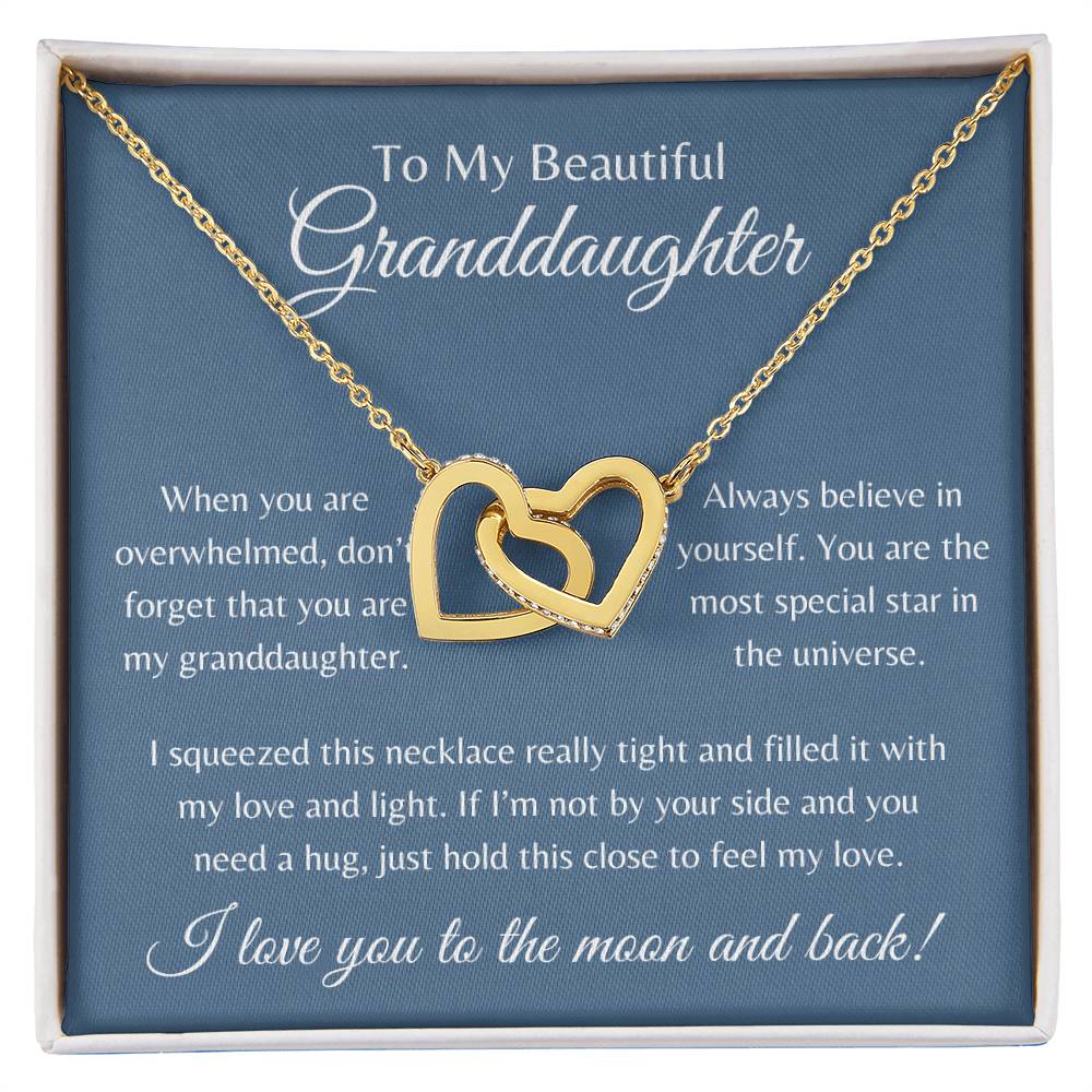 To My Beautiful Granddaughter | Interlocking Hearts  Necklace | The Perfect Present to Say "Always Believe in Yourself"