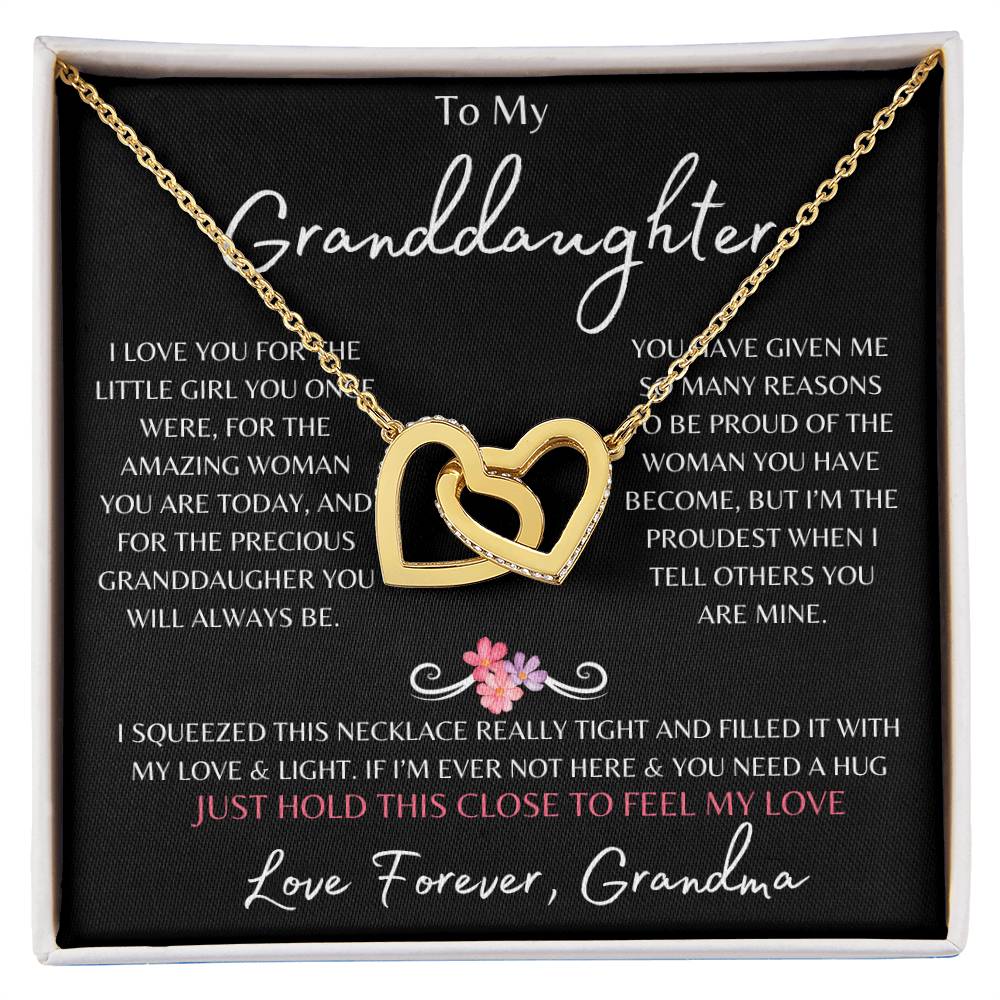 To My Granddaughter From Grandma | Interlocking Hearts Necklace Gift | The Perfect Present to Say "You Are Precious to Me"