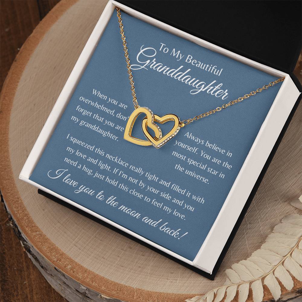 To My Beautiful Granddaughter | Interlocking Hearts  Necklace | The Perfect Present to Say "Always Believe in Yourself"