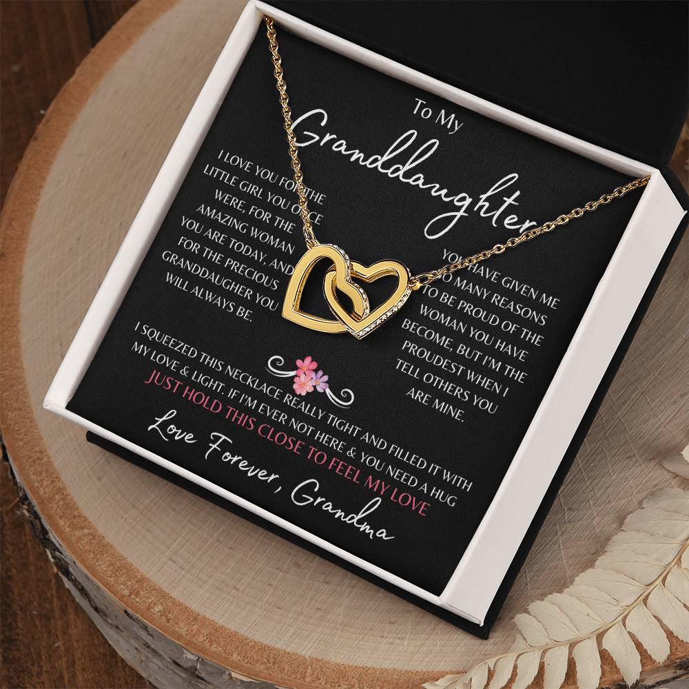 To My Granddaughter From Grandma | Interlocking Hearts Necklace Gift | The Perfect Present to Say "You Are Precious to Me"