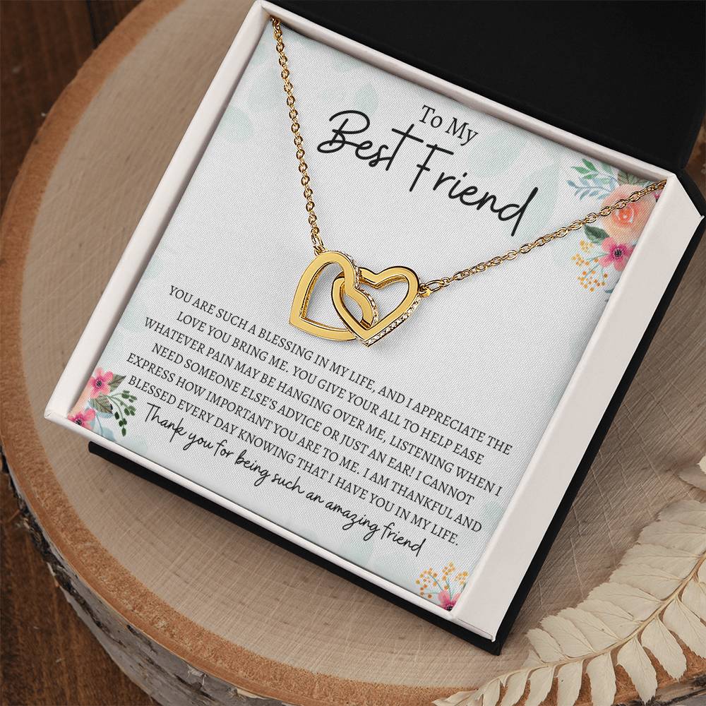 To My Best Friend | Interlocking Hearts Necklace Gift | The Perfect Present to Say "Thank you For Being Such an Amazing Friend"