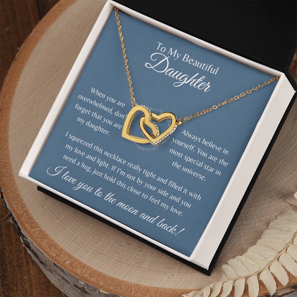 To My Beautiful Daughter | Interlocking Hearts Necklace Gift | The Perfect Present to Say "Always Believe In Yourself"