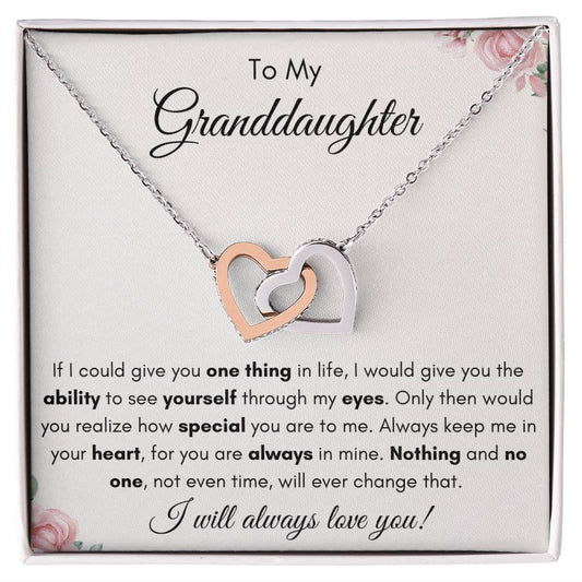 To My Granddaughter | Interlocking Hearts Necklace Gift | Rose or Yellow Gold Finish | The Perfect Present to Say "You Are Always in My Heart"