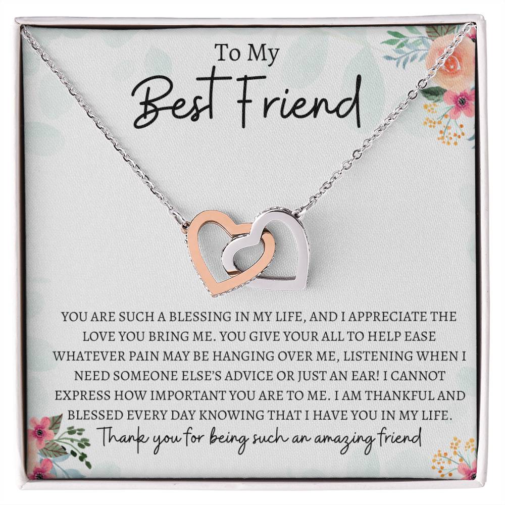 To My Best Friend | Interlocking Hearts Necklace Gift | The Perfect Present to Say "Thank you For Being Such an Amazing Friend"