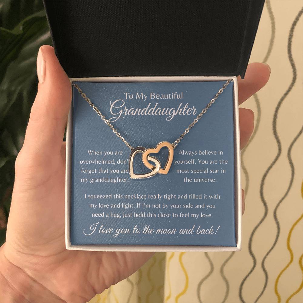 To My Beautiful Granddaughter | Interlocking Hearts  Necklace | The Perfect Present to Say "Always Believe in Yourself"