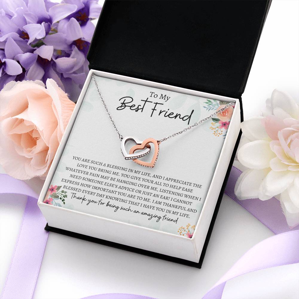 To My Best Friend | Interlocking Hearts Necklace Gift | The Perfect Present to Say "Thank you For Being Such an Amazing Friend"