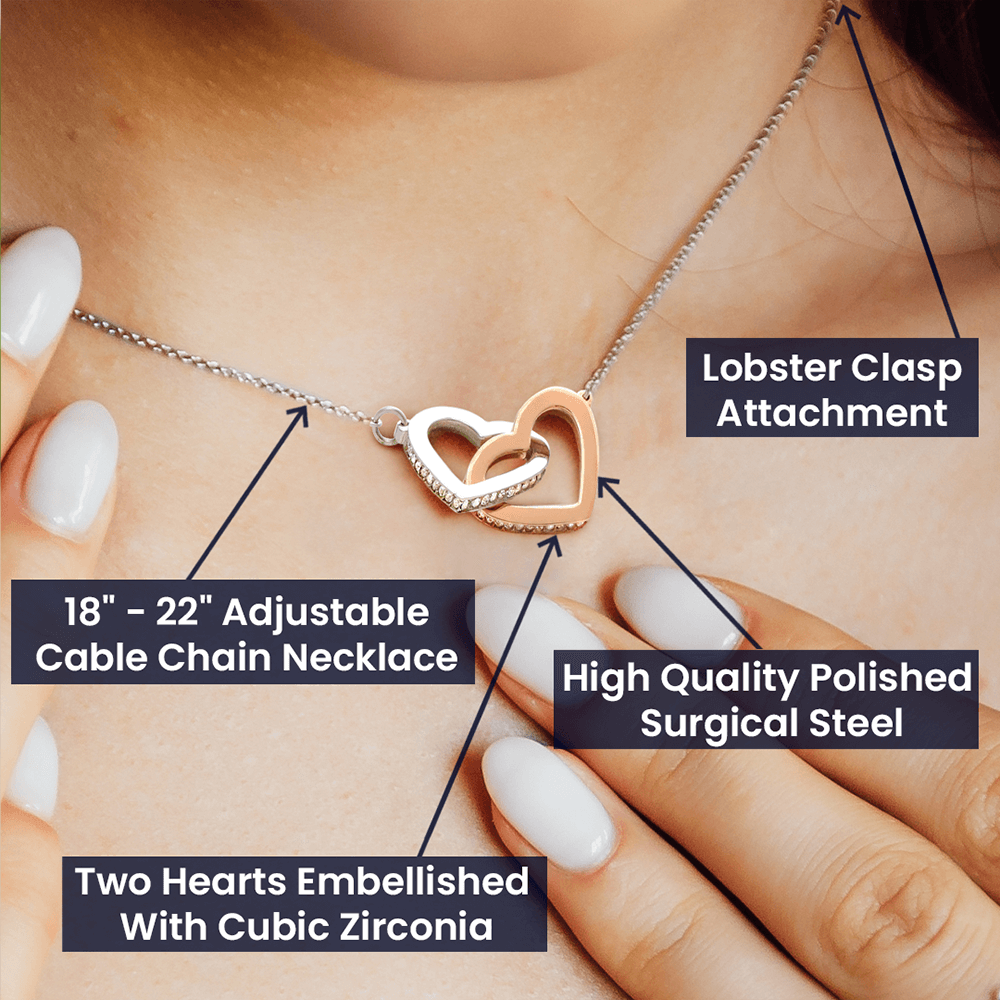Dear Mommy From Your Tummy | Interlocking Hearts Necklace Gift | Rose or Yellow Gold Finish | The Perfect Present to Say "Can't Wait to Meet You Mommy"