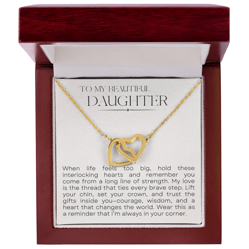 To My Daughter | Interlocking Hearts Necklace Gift | Strength & Courage