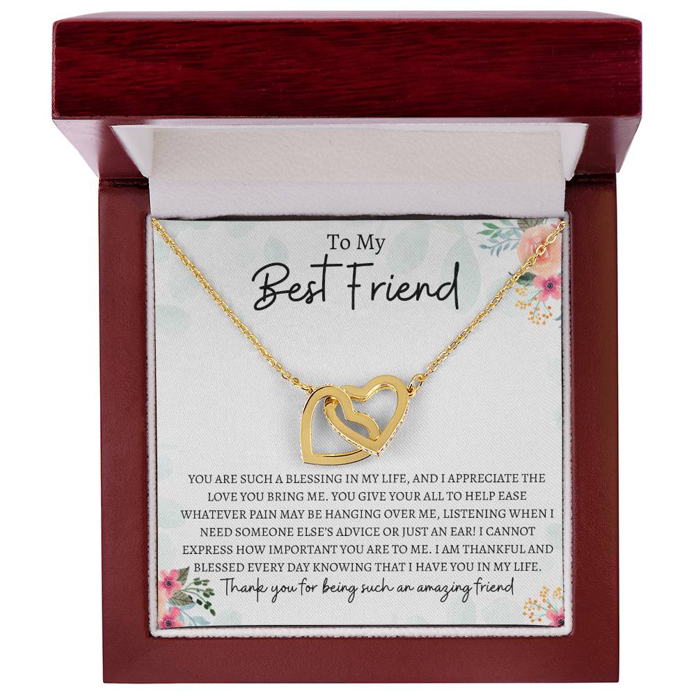 To My Best Friend | Interlocking Hearts Necklace Gift | The Perfect Present to Say "Thank you For Being Such an Amazing Friend"
