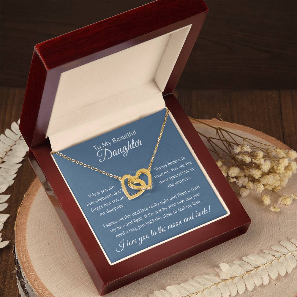 To My Beautiful Daughter | Interlocking Hearts Necklace Gift | The Perfect Present to Say "Always Believe In Yourself"