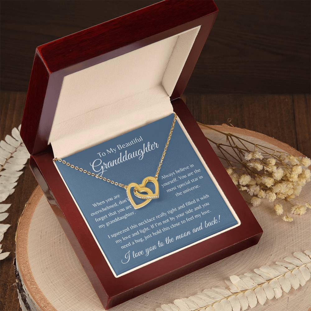 To My Beautiful Granddaughter | Interlocking Hearts  Necklace | The Perfect Present to Say "Always Believe in Yourself"
