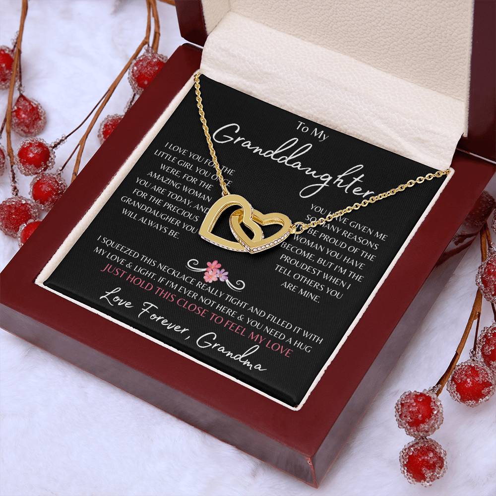 To My Granddaughter From Grandma | Interlocking Hearts Necklace Gift | The Perfect Present to Say "You Are Precious to Me"