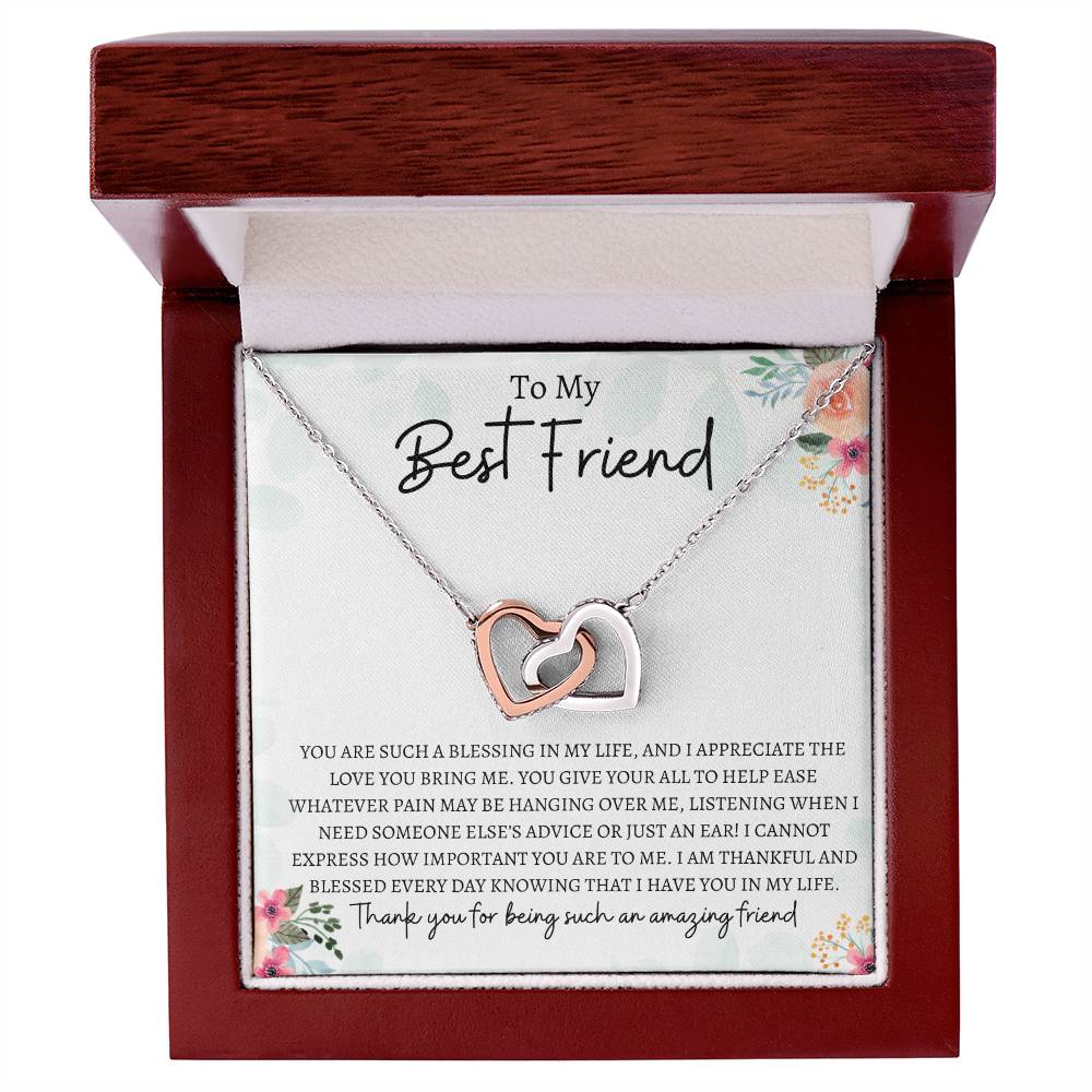 To My Best Friend | Interlocking Hearts Necklace Gift | The Perfect Present to Say "Thank you For Being Such an Amazing Friend"
