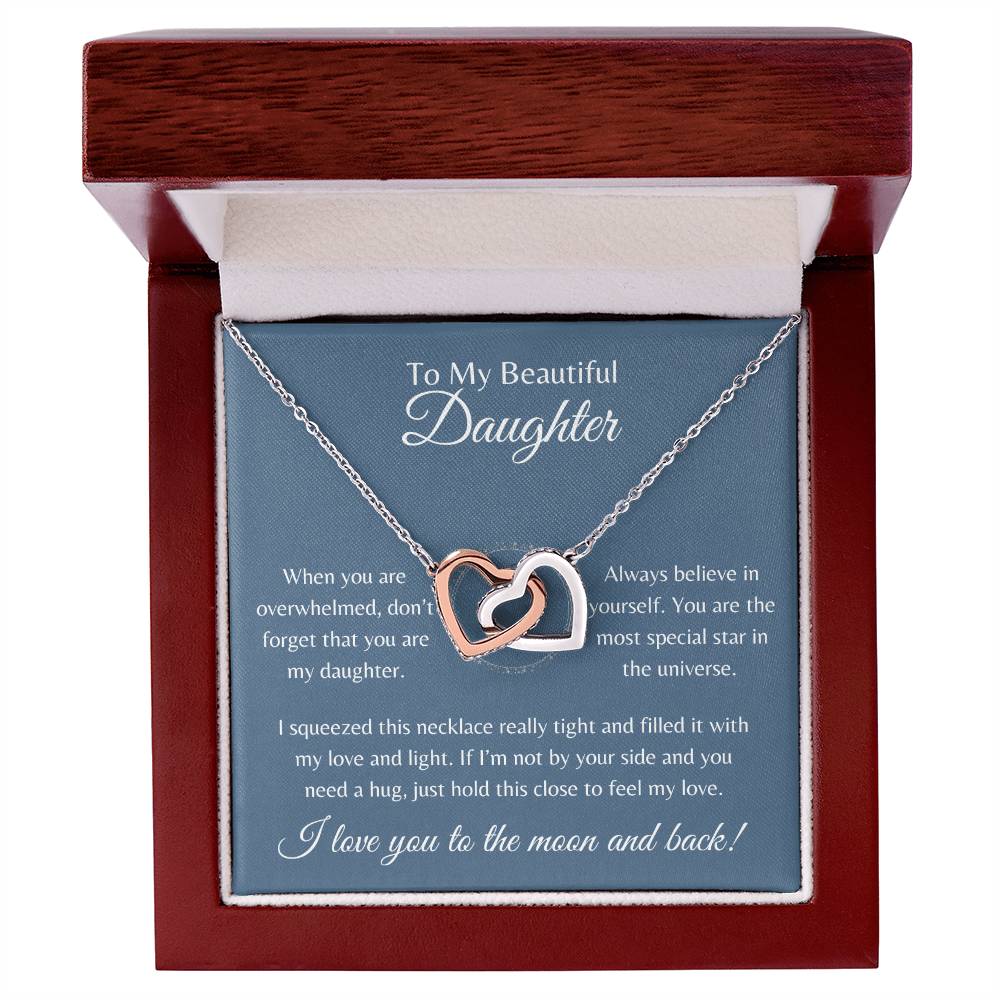 To My Beautiful Daughter | Interlocking Hearts Necklace Gift | The Perfect Present to Say "Always Believe In Yourself"