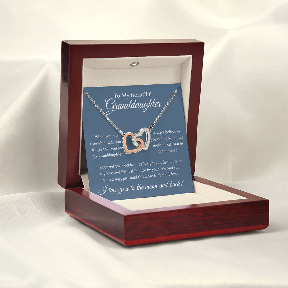 To My Beautiful Granddaughter | Interlocking Hearts  Necklace | The Perfect Present to Say "Always Believe in Yourself"