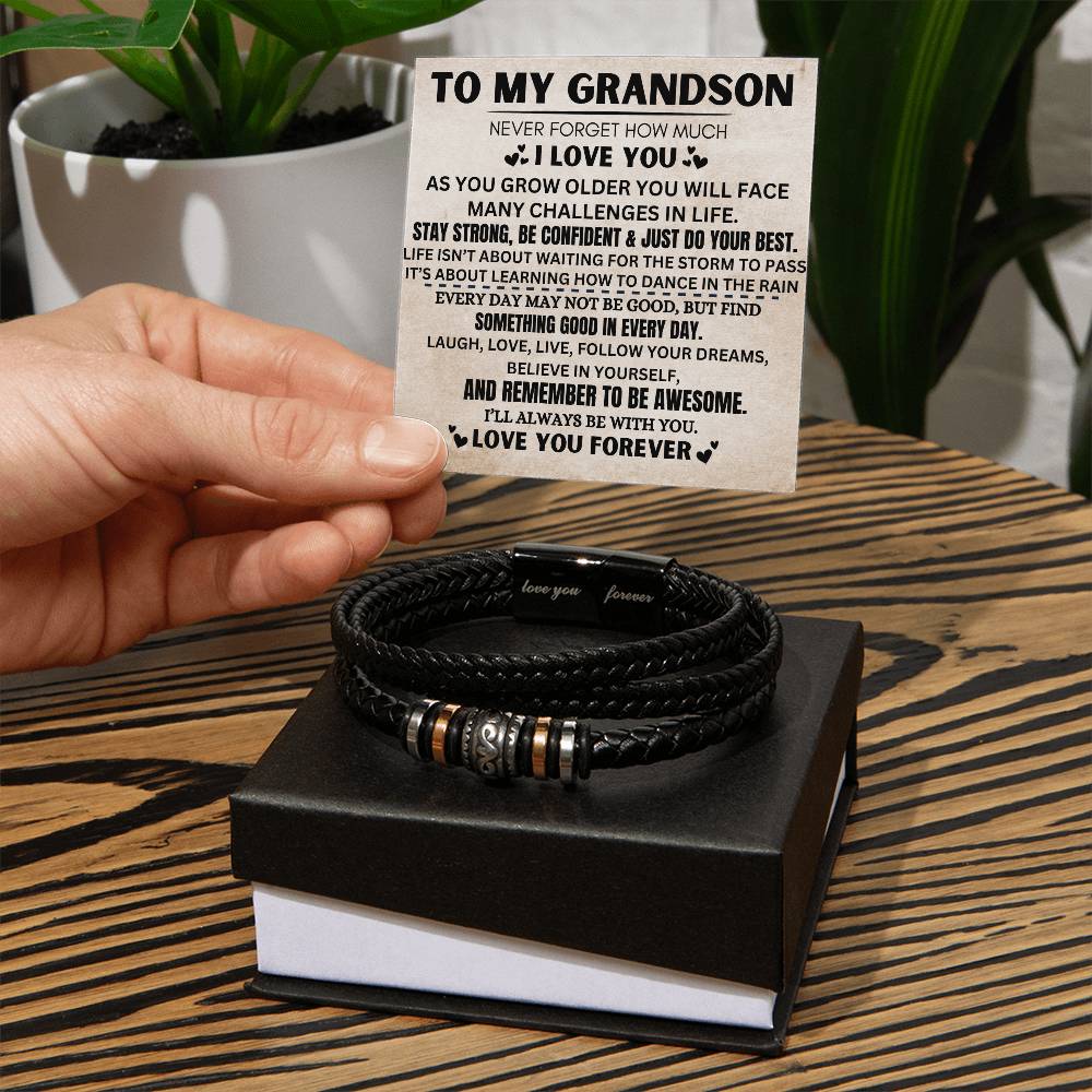 To My Grandson | Love You Forever Bracelet Gift | The Perfect Present To Say "Believe In Yourself"