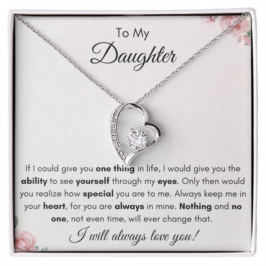 To My Daughter | Forever Love Necklace Gift | Yellow or White Gold Finish | The Perfect Present to Say "You Are Always In My Heart"