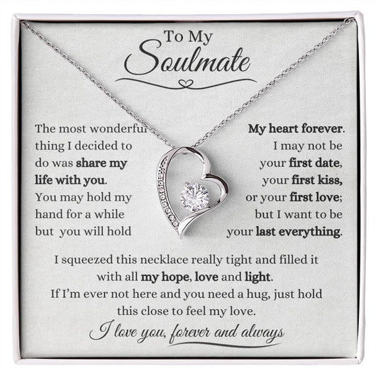 To My Soulmate | Forever Love Necklace Gift | Yellow or White Gold Finish | The Perfect Present to Say "You Hold My Heart Forever"