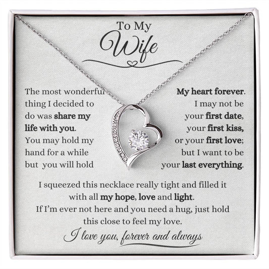 To My Wife | Forever Love Necklace Gift | Yellow or White Gold Finish | The Perfect Present to Say "I Want to Be Your Last Everything"