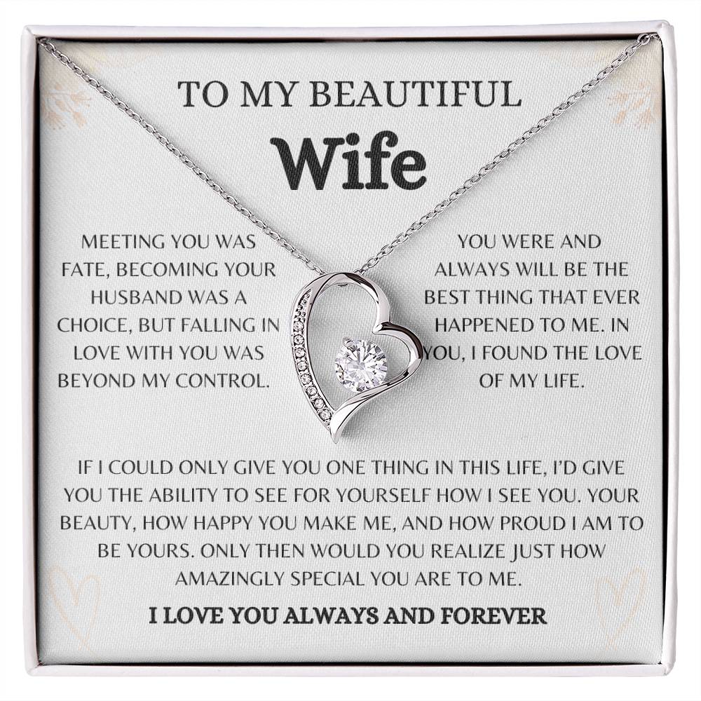 To My Beautiful Wife | Forever Love Necklace Gift | The Perfect Present to Say "You Are the Best Thing to Happen to Me"