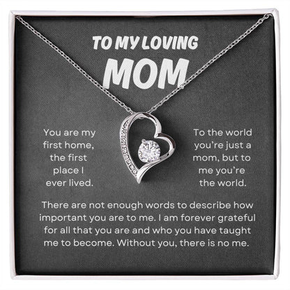 To My Loving Mom | Forever Love Necklace Gift | The Perfect Present to Say "You Mean the World to Me"