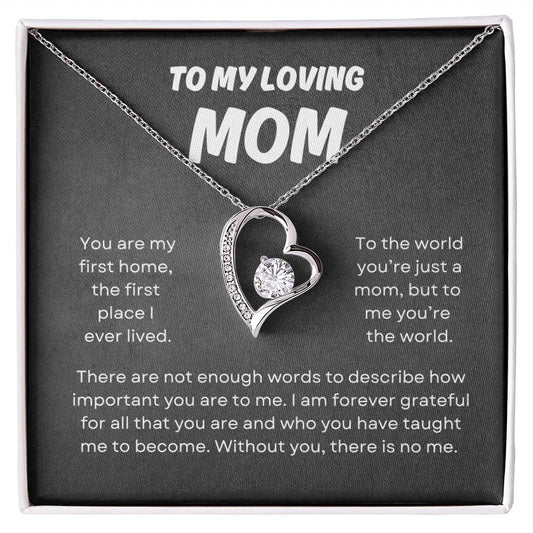 To My Loving Mom | Forever Love Necklace Gift | White or Yellow Gold | The Perfect Present to Say "You Mean the World to Me"