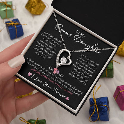 To My Bonus Daughter | Forever Love Necklace Gift | The Perfect Present to Say "I'm Proud To Call You My Daughter"