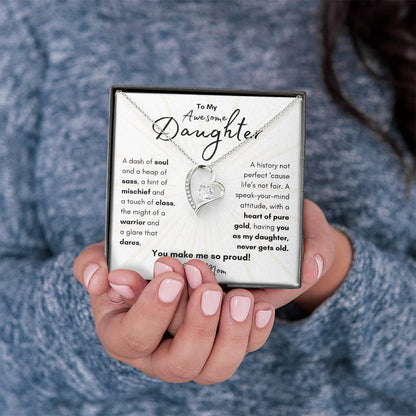 To My Awesome Daughter From Mom | Forever Love Necklace Gift |The Perfect Present to Say "You Make Me So Proud!"