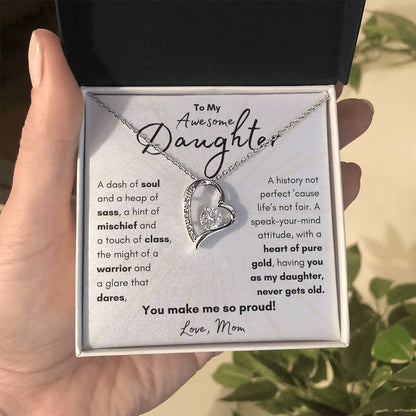 To My Awesome Daughter From Mom | Forever Love Necklace Gift |The Perfect Present to Say "You Make Me So Proud!"