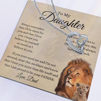 To My Daughter From Dad | Forever Love Necklace Gift | A Perfect Present to Say "This Old Lion Will Always Have Your Back"
