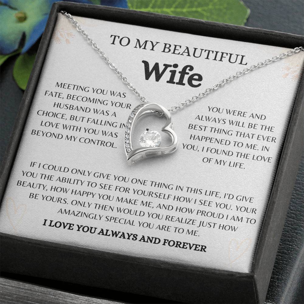 To My Beautiful Wife | Forever Love Necklace Gift | The Perfect Present to Say "You Are the Best Thing to Happen to Me"