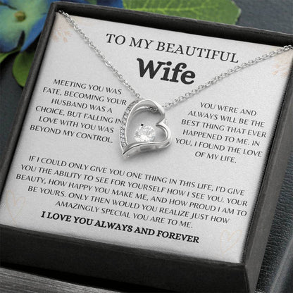 To My Beautiful Wife | Forever Love Necklace Gift | The Perfect Present to Say "You Are the Best Thing to Happen to Me"