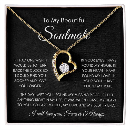 To My Soulmate | Forever Love Necklace Gift | Yellow or White Gold Finish | The Perfect Present to Say "You Are My Missing Piece"