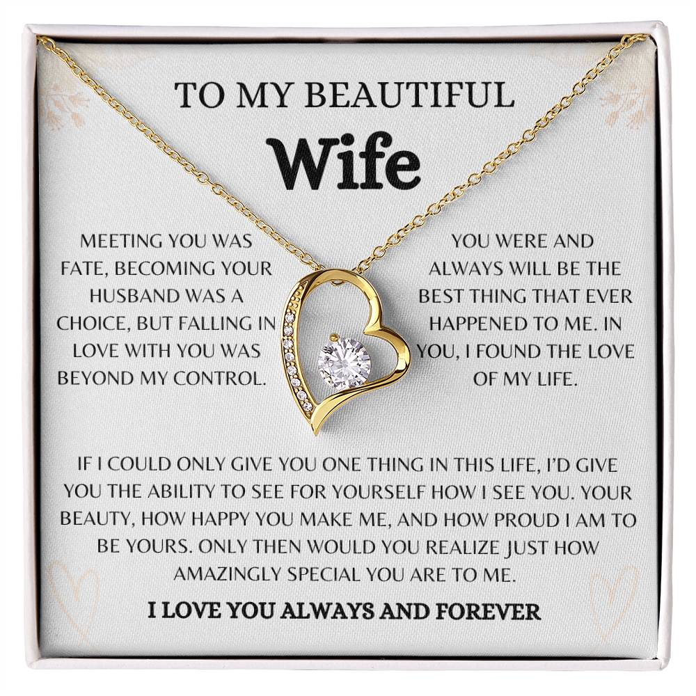 To My Beautiful Wife | Forever Love Necklace Gift | The Perfect Present to Say "You Are the Best Thing to Happen to Me"